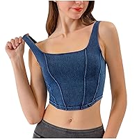 Womens U Back Sports Bras - Push Up Low Impact Wide Strap Workout Activewear Yoga Bra, Wirefree Seamless Tank Tops