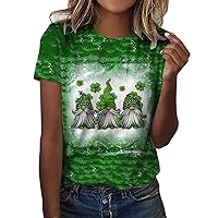 Women's St Pattys Day T Shirts Clover Shamrock St Paddys Day Tee Tops Festival Holiday Short Sleeve Tshirts