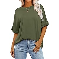 ANRABESS Women's Oversized T Shirts Short Sleeve Crewneck Summer Tops Casual Loose Basic Tee Shirts 2024 Trendy Clothes