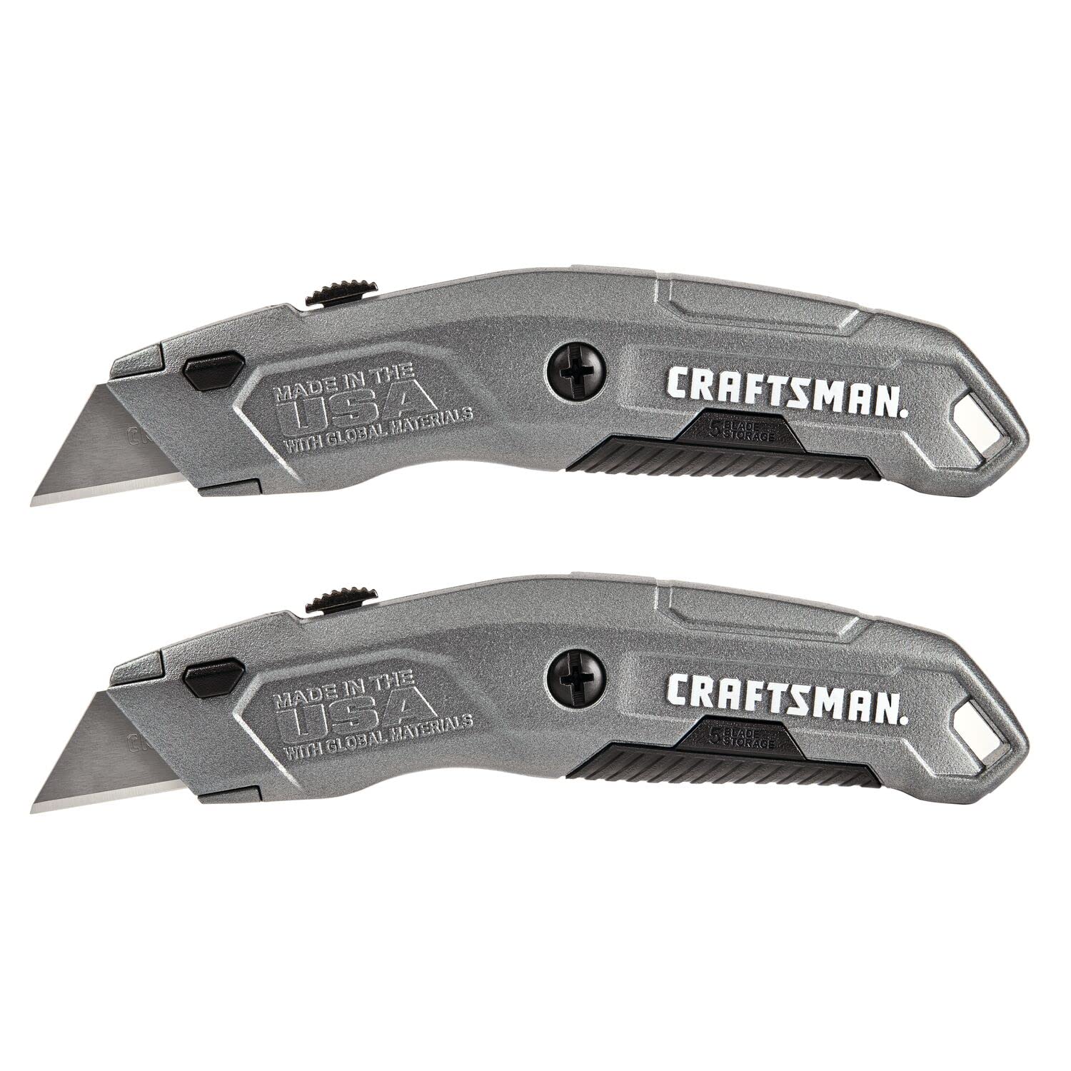 CRAFTSMAN Utility Knife, Quick Change, Retractable, 6 Blade, 2-Pack (CMHT10588)