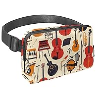 Small Waist Pack Musical Instruments Seamless Fanny Pack for Unisex, Crossbody Belt Bag Bum Bag with Adjustable Strap for Running Cycling Traveling