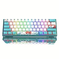 60% Percent Keyboard, WK61 Mechanical RGB Wired Gaming Keyboard, Hot-Swappable Keyboard with Blue Sea PBT Keycaps for Windows PC Gamers - Linear Red Switch