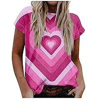 Oversized T Shirts Heart Printing Crew Neck Short Sleeve Tops Sexy Holiday Oversized Shirts for Women