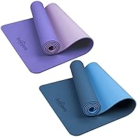 Yoga Mat innhom Non Slip Yoga Mats for Women Men Thick Exercise Mat for Yoga Pilates Workout Mat for Yoga Home Gym Fitness Mat with Carrying Strap, 5/16 inch (8mm), Blue and Dark/light Violet