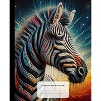 Composition Notebook: Universe Animals Zebra Illustration - Wide Ruled Lined Paper Journal For School, College, Office, Work - 7.5