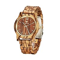 VICVS Wooden Watches for Men Women Natural Walnut Olive Wood Chronograph Japanese Quartz Adjustable Strap Military Sports Leisure