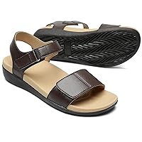 MEGNYA Comfortable Arch Support Walking Sandals for Women, Plantar Fasciitis Slides with Soft Straps, Orthotic Sandals with Anti Slip Lightweight Sole