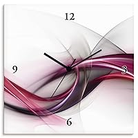 ARTLAND S8UL Wall Clock without Ticking Noises Canvas Quartz Clock 30 x 30 cm Square Silent Design Wave Abstract Modern Unusual