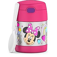 THERMOS FUNTAINER 10 Ounce Stainless Steel Vacuum Insulated Kids Food Jar with Spoon, Preschool Minnie