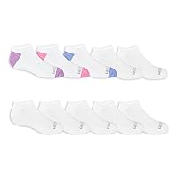 Fruit of the Loom Girls' Everyday No Show Socks (10 Pack)