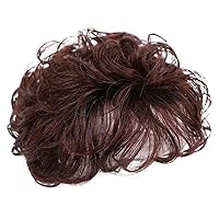 Hair Topper for Women, 5.1inch Synthetic Curly Hair Toppers with, Breathable Curly Hairpieces, Natural Wig Toppers for Thinning Hair(Dark Brown)