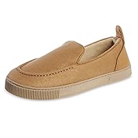 isotoner Men's Microsuede and Canvas Closed Back Slipper: Indoor/Outdoor, Memory Foam, Machine Wash