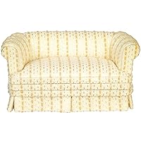 Melody Jane Dolls Houses Dollhouse Cream Sofa Gold Stripes Loveseat Settee JBM Living Room Furniture