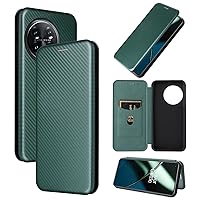 Wallet Case for OnePlus 11 5G Case, Luxury Carbon Fiber PU+TPU Hybrid Case Full Protection Shockproof Flip Case Cover for OnePlus 11 5G (Color : Green)
