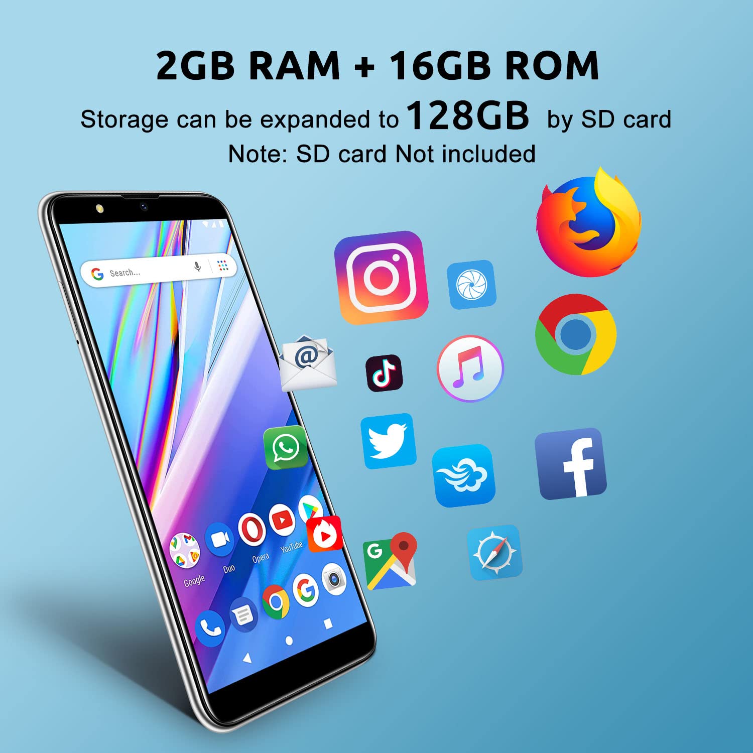 Xgody V40 Unlocked Cell Phones, 6.1 Inch 4G Smartphones, Android 10.0 OS with Free Dual SIM Quad Core, Dual 5MP Camera, 3000 mAh Battery, Face Unlocking (Blue)