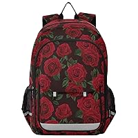 ALAZA Red Rose Leaves Backpack Bookbag Laptop Notebook Bag Casual Travel Daypack for Women Men Fits15.6 Laptop