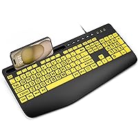 SABLUTE Large Print Computer Keyboards, Wired USB High Contrast Big Letters Easy to Read Keyboard for Visually Impaired Low Vision Seniors, Compatible for Windows Desktop, Laptop, PC Yellow+Black