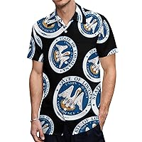 Lousiana State Flag Men's Shirt Button Down Short Sleeve Dress Shirts Casual Beach Tops for Office Travel