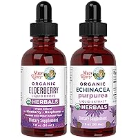 MaryRuth Organics Elderberry Syrup + Echinacea Purpurea Liquid Herbal Bundle, 2-Pack Immune Support Liquid Supplements, Vegan, Non-GMO, USDA Organic