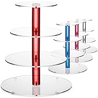 4-Tier Acrylic Cupcake Stand For 36 Cupcakes, Cupcake Tower Made with Finest Food Grade Acrylic, Cupcake Holder Designed With Glassy Stem For Modern Cupcake Display, For Wedding & Party - Red