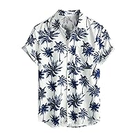 VATPAVE Mens Hawaiian Floral Shirts Cotton Linen Casual Button Down Short Sleeve Beach Shirts
