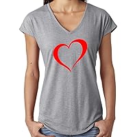 Ladies Heart Outline V-Neck Tee Shirt