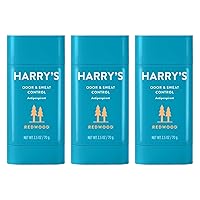 Harry's Deodorant & Antiperspirant - Odor & Sweat Control Antiperspirant for Men - Redwood, 2.5 Oz (Pack of 3),blue