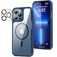 Magnetic Case Designed for iPhone 13 Pro Max Case [Compatible with MagSafe] with Screen Protector and Camera Lens Protector Anti Scratch Phone Case (Blue)