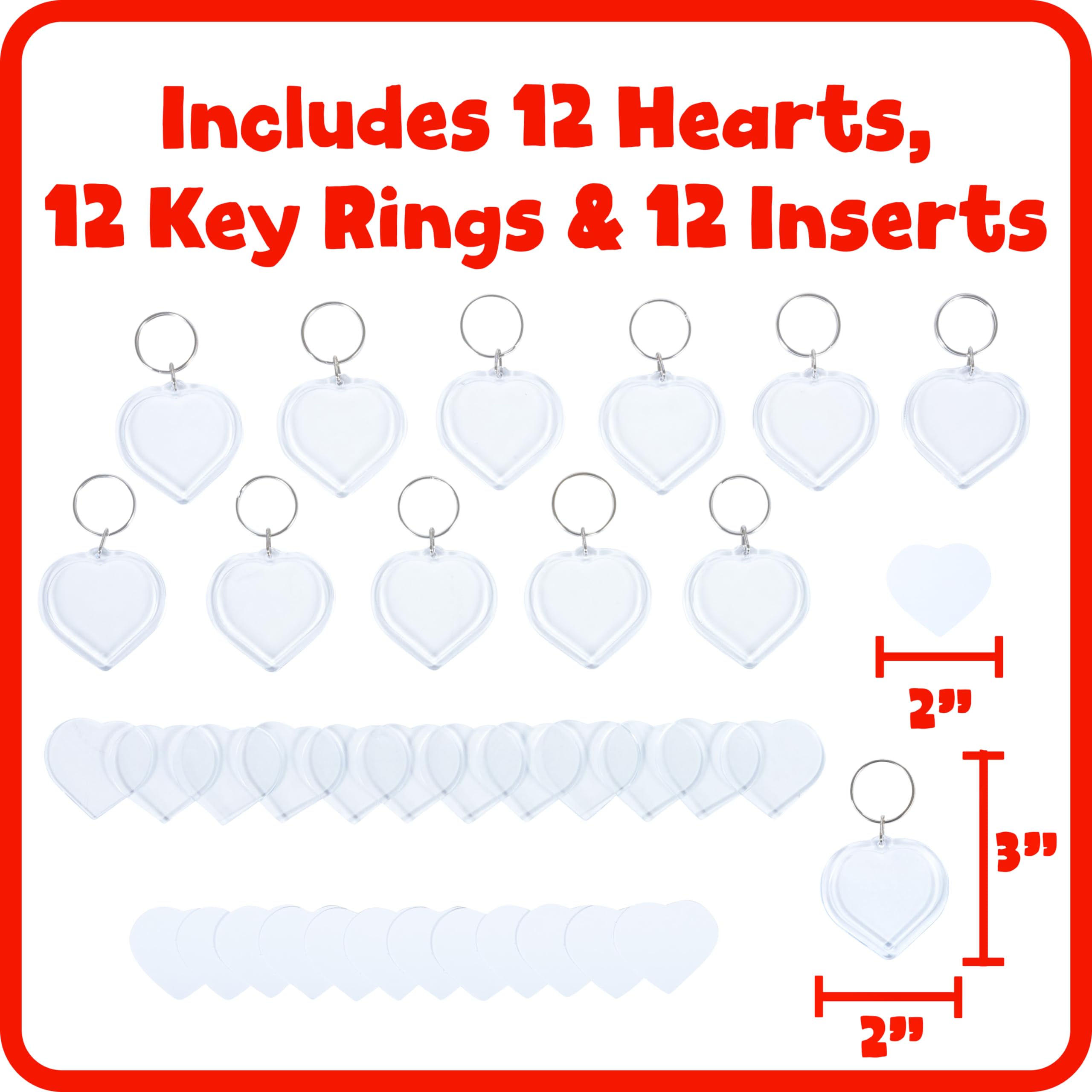 READY 2 LEARN Heart Key Rings - Set of 12 - Valentines Day Gifts for Kids - Classroom Favors