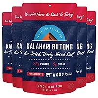 Kalahari Biltong | Air-Dried Thinly Sliced Beef | Spicy Peri Peri | 2oz (Pack Of 5) | Sugar Free | Keto & Paleo | Gluten Free | Better Than Jerky