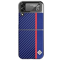 for Samsung Galaxy Z Flip 4 Black Phone case Folding Screen Protective Sleeve Samsung Galaxy Z Flip 3 Carbon Fiber Pattern Mobile Phone Cover (Blue,Samsung Z Flip 3)