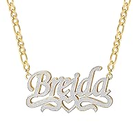 Double Layer Heart Nameplate Necklace 18K Gold Plated Custom Letter Name Necklaces Personalized double plated necklace with Heart Stainless Steel Pendant for Women Teen Girls Jewelry Gift