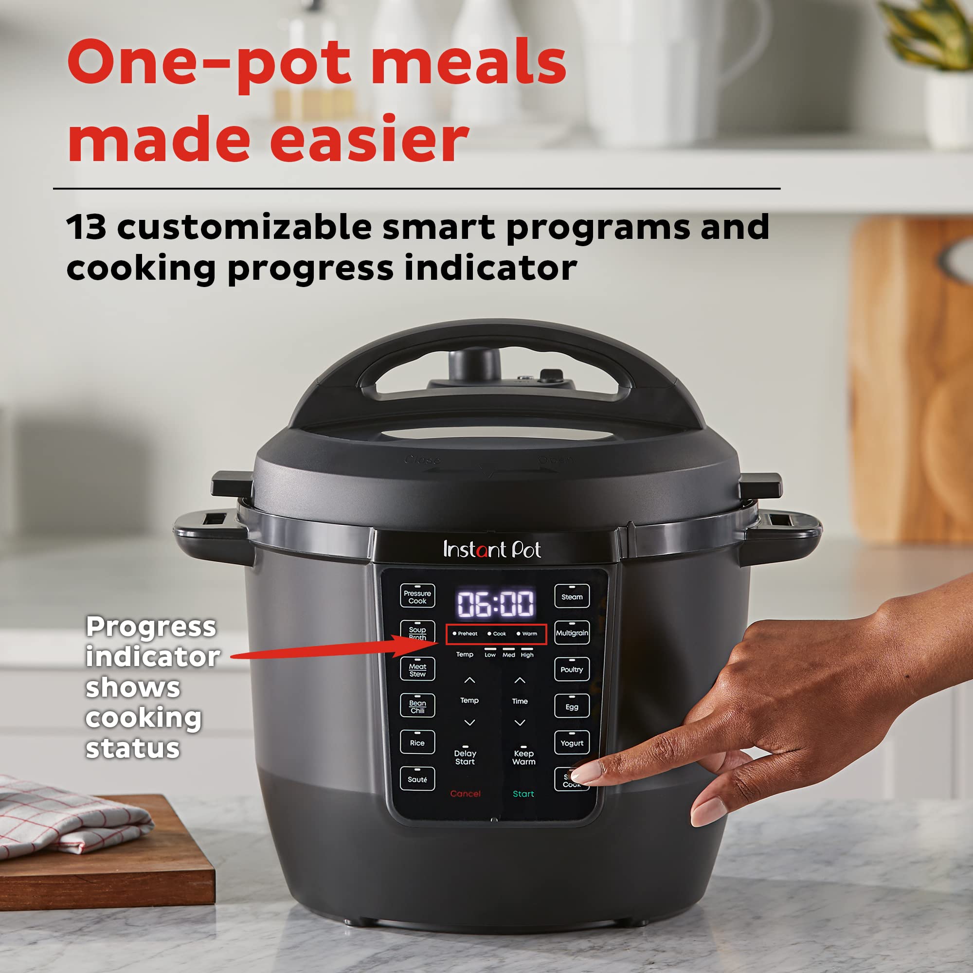 Instant Pot RIO, Formerly Known as Duo, 7-in-1 Electric Multi-Cooker, Pressure Cooker, Slow Cooker, Rice Cooker, Steamer, Sauté, Yogurt Maker, & Warmer, Includes App With Over 800 Recipes, 6 Quart