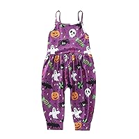 Toddler Baby Halloween Romper Toddler/Pumpkin/Bat Pattern Suspender Flare Pants Halloween Clothing for 2 6 Years