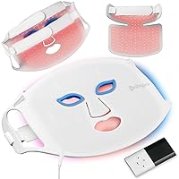 LifePro Red Light Therapy Face Mask, Led Face Mask Light Therapy - 3 Color Blue Red Light Therapy for Face and Neck, Portable Light Therapy Mask for Skin Care at Home Facial
