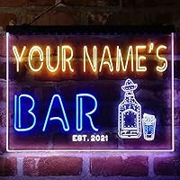 ADVPRO Personalized Gin Tonic Bottle Tri-Color LED Neon Light Sign, a Unique 3D Engraved Art Decor | Customize Name Date Text Quote Font White & Blue & Yellow 13 x 8.7 Inches st9s32-w4-tm-wby