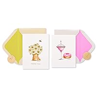 Papyrus Thank You Cards with Envelopes, Daisies and Drinks (2-Count)