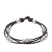 Fossil Women's Stainless Steel and Genuine Leather Bracelet for Women