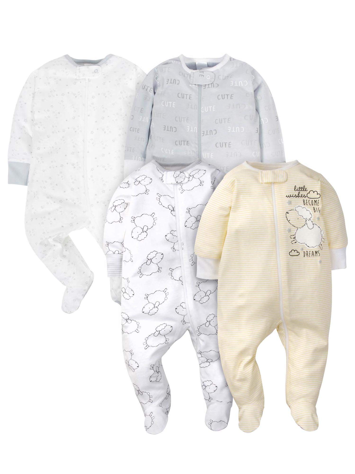 Gerber unisex-baby 4 Pack Sleep 'N Play Footie