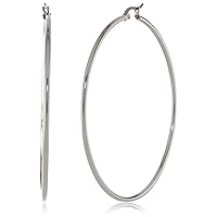 Amazon Essentials Stainless Steel Rounded Tube Hoop Earrings (60mm)