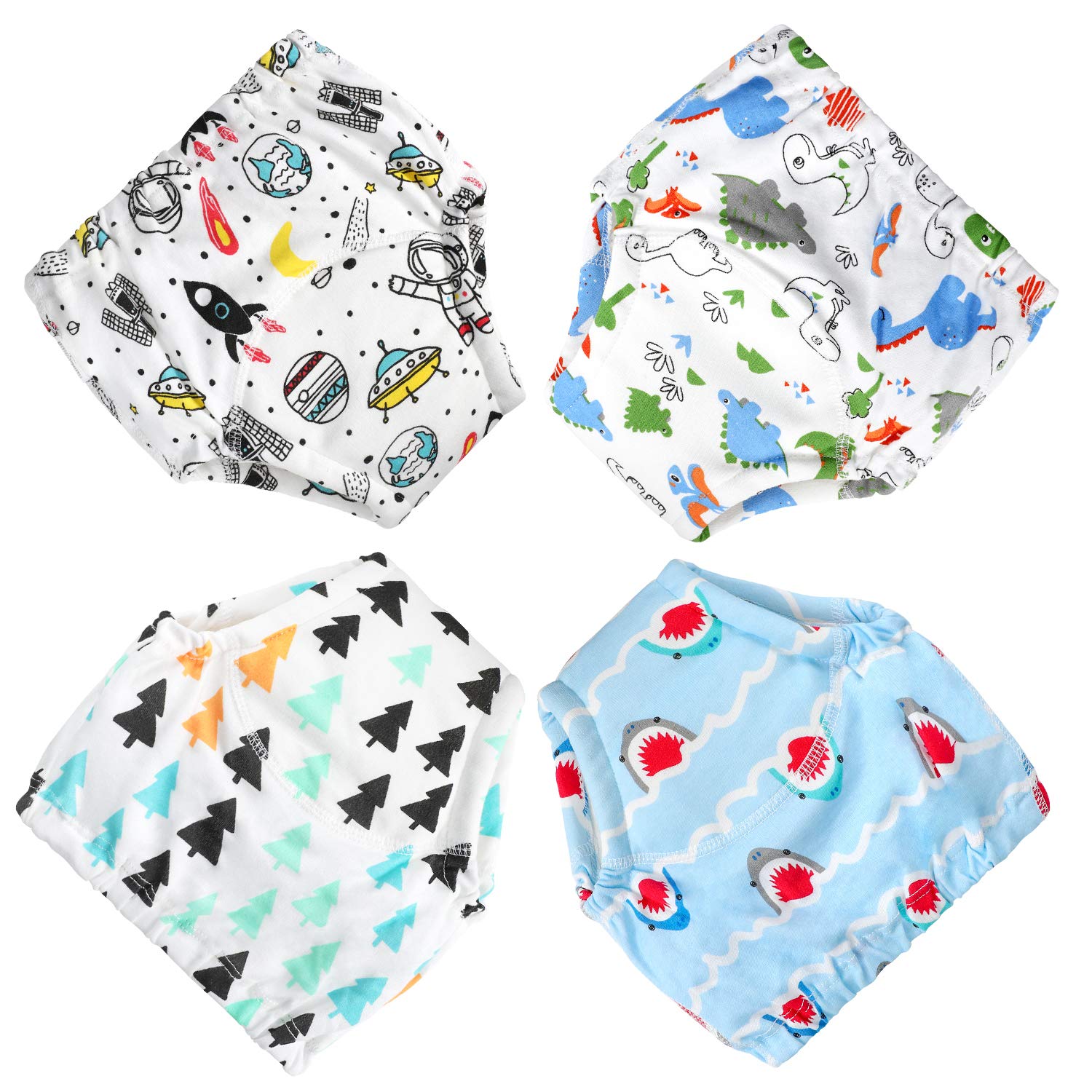 MooMoo Baby Cotton Training Pants 4 Pack Padded Toddler Potty Training Underwear for Boys and Girls-12M-5T…