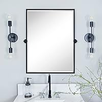 TEHOME 30x40'' Pivot Mirror Black Bathroom Mirror Squared Edge Rectangle Tilting Beveled Vanity Mirrors for Wall 40 by 30 inches