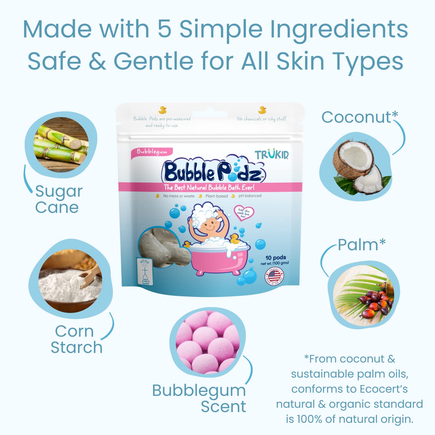 TruKid Bubble Podz & BubbleGlove Bundle - Includes 2-Set of Bath Wash Gloves for Parent & Child, Bubble Bath Pods Bubble Gum 10ct, Baby Bath Essentials, Gentle for Sensitive Skin of Kids, Toddlers