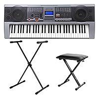 McGrey PK-6110 USB Keyboard Set Including Height-Adjustable Stand and Bench (61 Keys, 100 Tone Colours, 100 Rhythms, 10 Demo Songs, LCD Display, USB/MP3 Player, Power Supply, Music Holder)