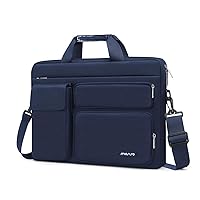 MOSISO Laptop Shoulder Bag Compatible with 17-17.3 inch Dell XPS/HP Pavilion/Ideapad/Acer/Alienware/HP Omen with 2 Raised&1 Flapover&1 Horizontal Pocket&Handle&Belt, Navy Blue