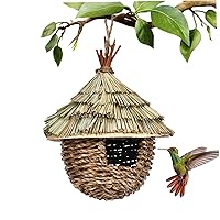 Hummingbird House for Outside 6.7x8.7 Inch Woven Straw Hummingbird Nest Hanging Bird House for Garden Decorations Bird Lover Gift |Birdhouses