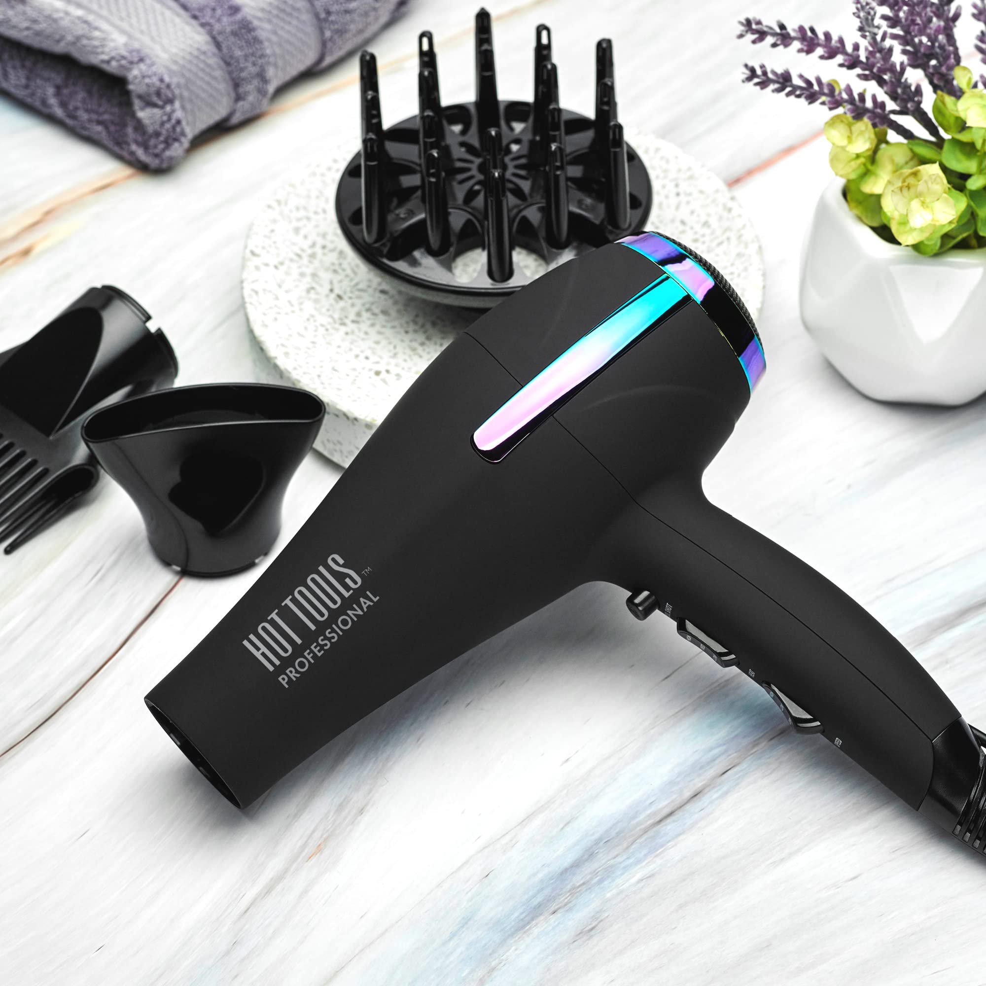 Hot Tools Professional Rainbow Turbo Ceramic Hair Dryer | 1875W Powerful and Quiet Blowouts