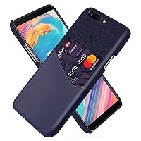 OnePlus 5T Case, Premium PU Leather Ultra Slim Nylon Shockproof Back Bumper Phone Case Cover with Card Holder for OnePlus 5T (Blue)