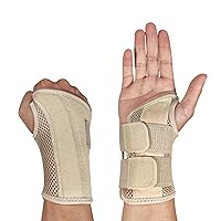 Wrist Brace for Carpal Tunnel Relief Night Support , Hand Brace with 2 Stays for Women Men , Adjustable Wrist Support Splint for Right Left Hands for Tendonitis, Arthritis , Sprains (Small/Medium (Pack of 1), Right Hand-Beige)