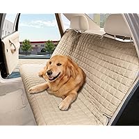 Elegant Comfort Quilted Design%100 Waterproof Premium Quality Bench Car Seat Protector Cover (Entire Rear Seat) for Pets - Ties to Stop Slipping Off The Bench, Beige